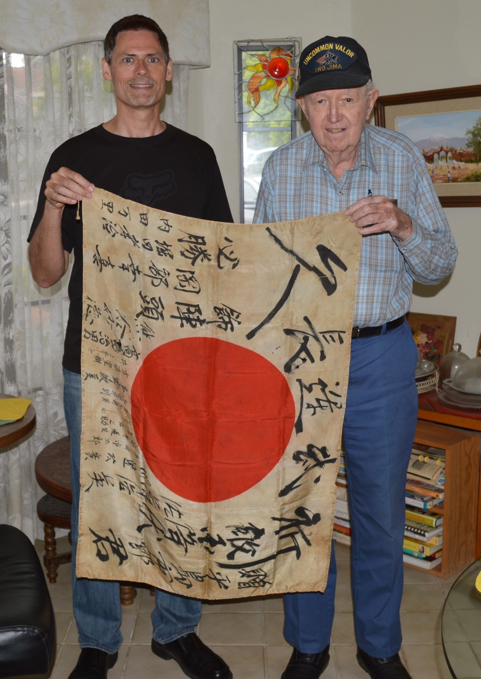 James Shriver & Brent Spencer with Captured Japanese Flag