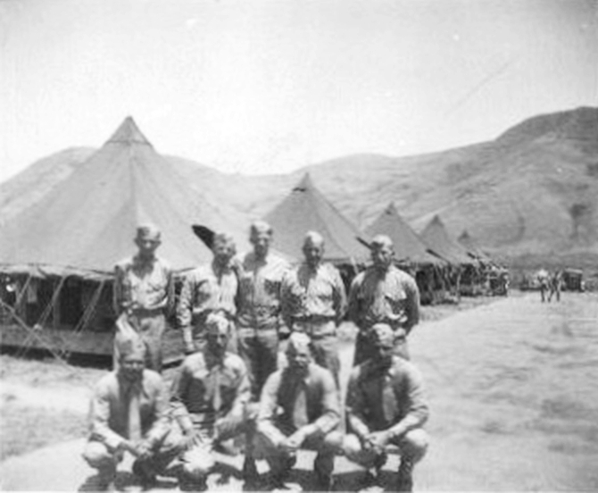 James Shriver at tent Camp #1 in the Las Pulgas Valley, Camp Pendleton, 1944