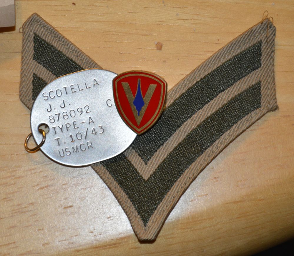 James' military ID "dog tag" that he wore daily during WWII