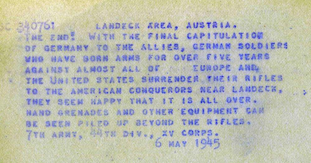 Surrendered Weapons (back of photo)