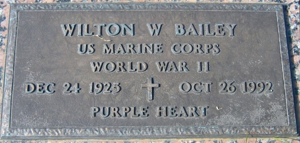 Wilton W Bailey December 24, 1925 - October 26, 1992 Grave marker