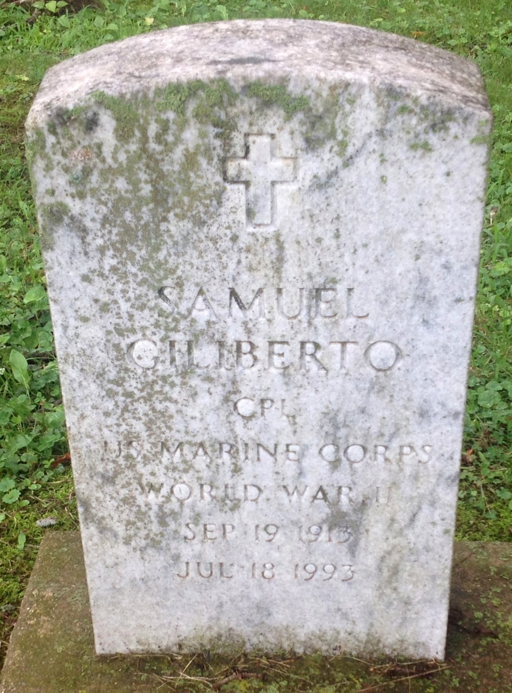 Samuel Giliberto September 19, 1913 - July 18, 1993 Grave Marker