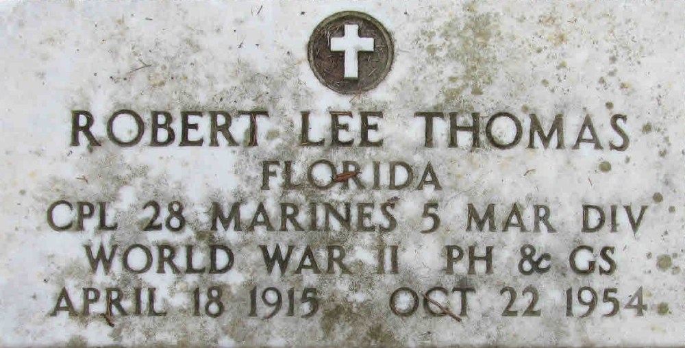Robert Lee Thomas April 18, 1915 - October 22, 1954 Grave Marker