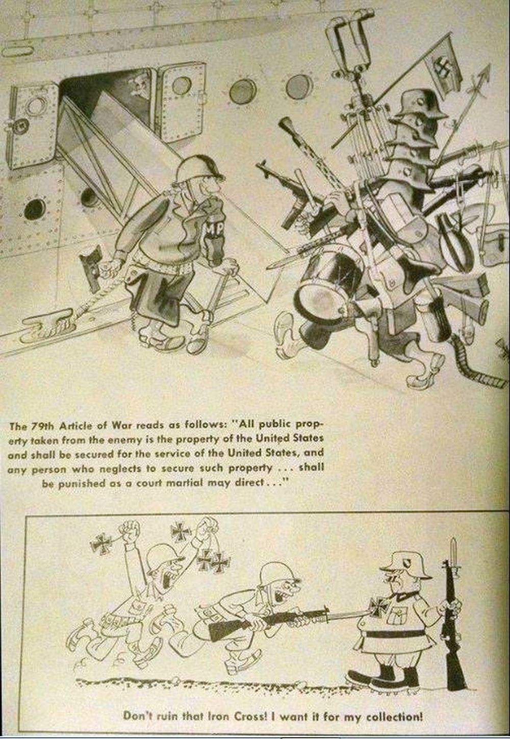 Comic strips depicting the souvenir hunting G.I.
