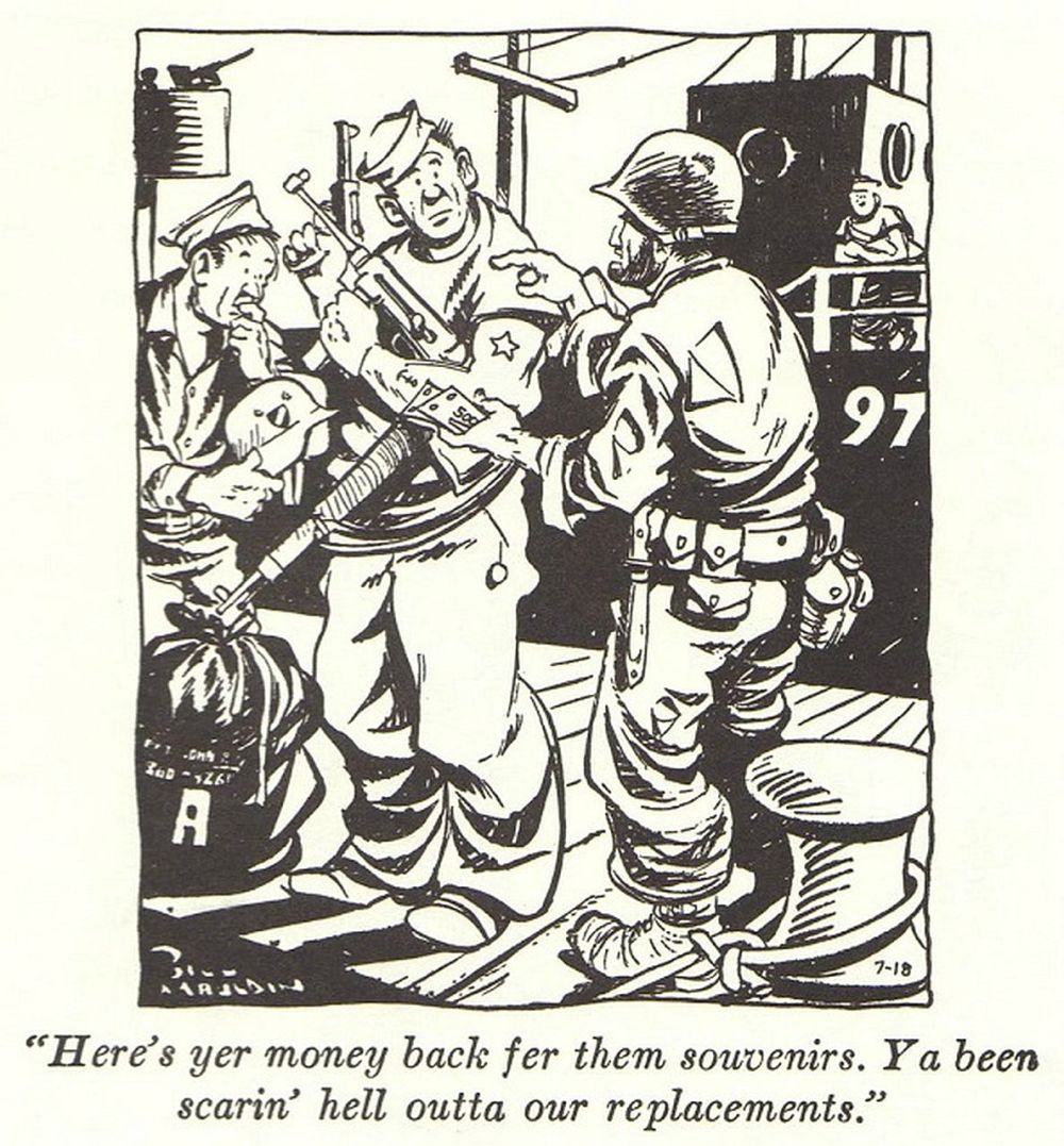 Comic strips depicting the souvenir hunting G.I.