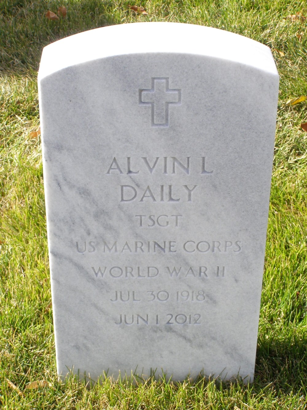 Alvin Leon Daily July 30, 1918 - June 1, 2012 Grave Marker