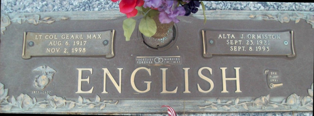 First Lieutenant Gearl Max English Grave Marker