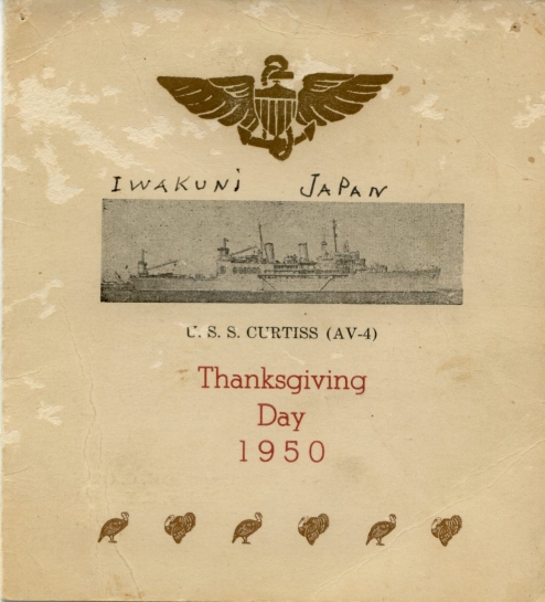 USS Curtis (AV-4) - Thanksgiving 1950 Menu Cover