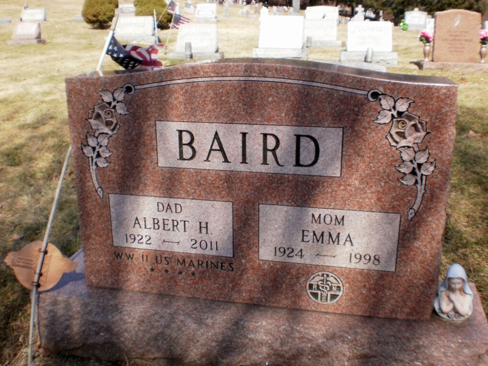 Albert H and Emma Baird Grave Marker